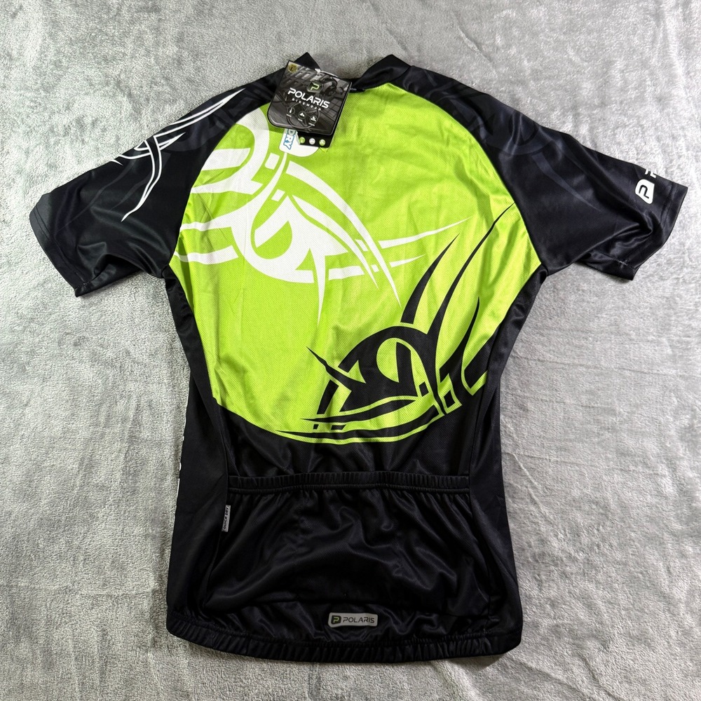 Polaris Bikewear Mens Cycling Jersey L Short Sleeve Road Trail Urban Lime Green - Picture 6 of 10